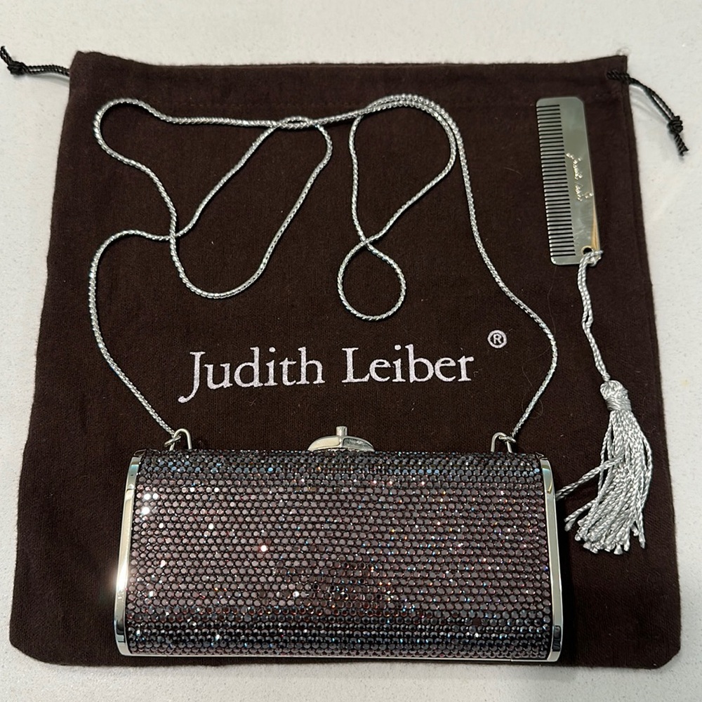Judith Leiber smoky purple crystal clutch/purse